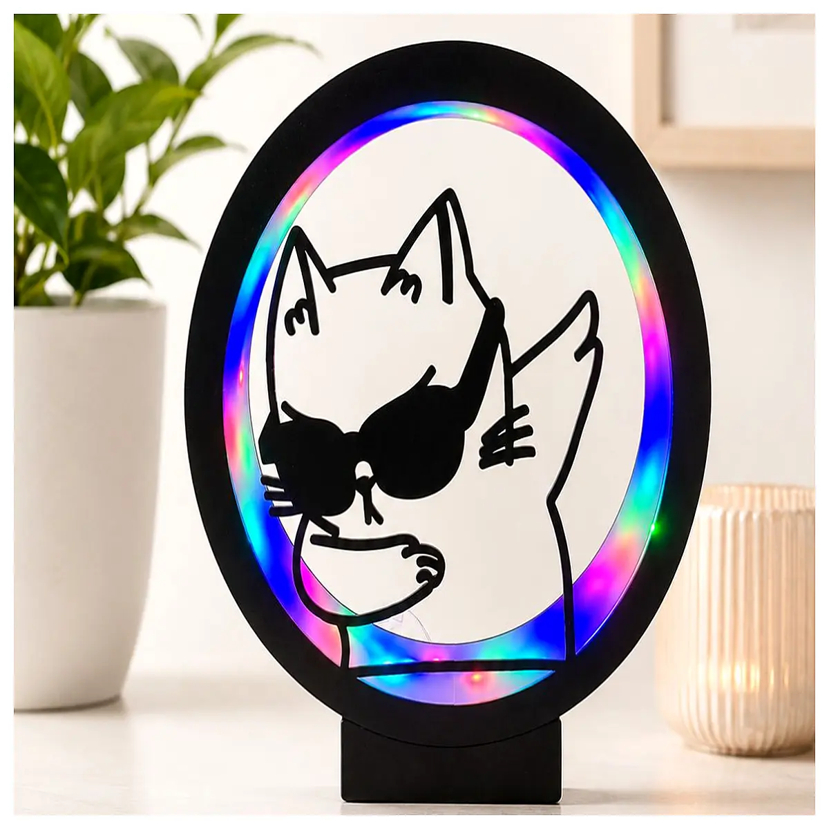 cute cat night for baby nursery animal with remote control soft glow bedroom decor rechargeable pet shape table