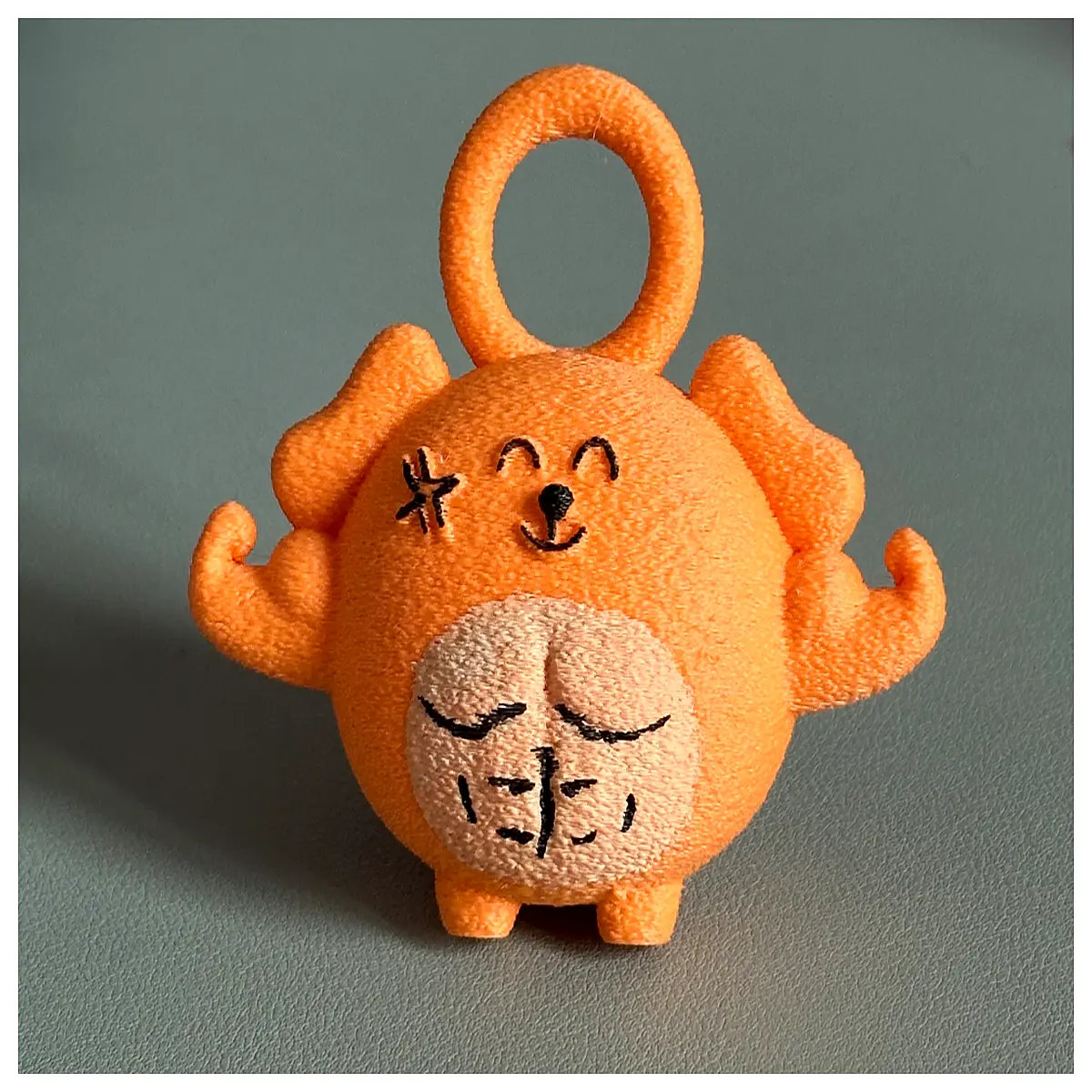 cute muscular dog keychain plush toy with ring big belly puppy pendant for bag