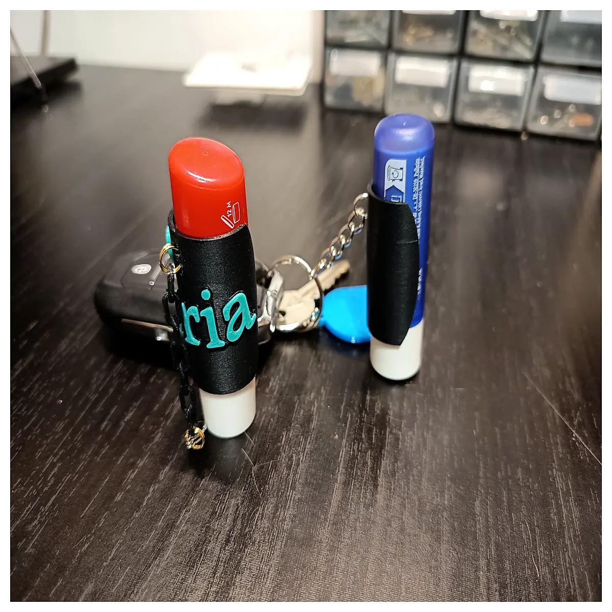 cute lip balm keychain for bag waterproof chapstick holder clip portable lipstick case accessory