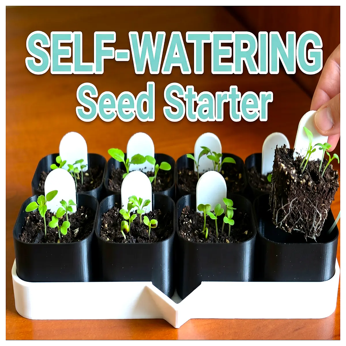 self watering seed starter tray with humidity dome and drainage holes for indoor gardening