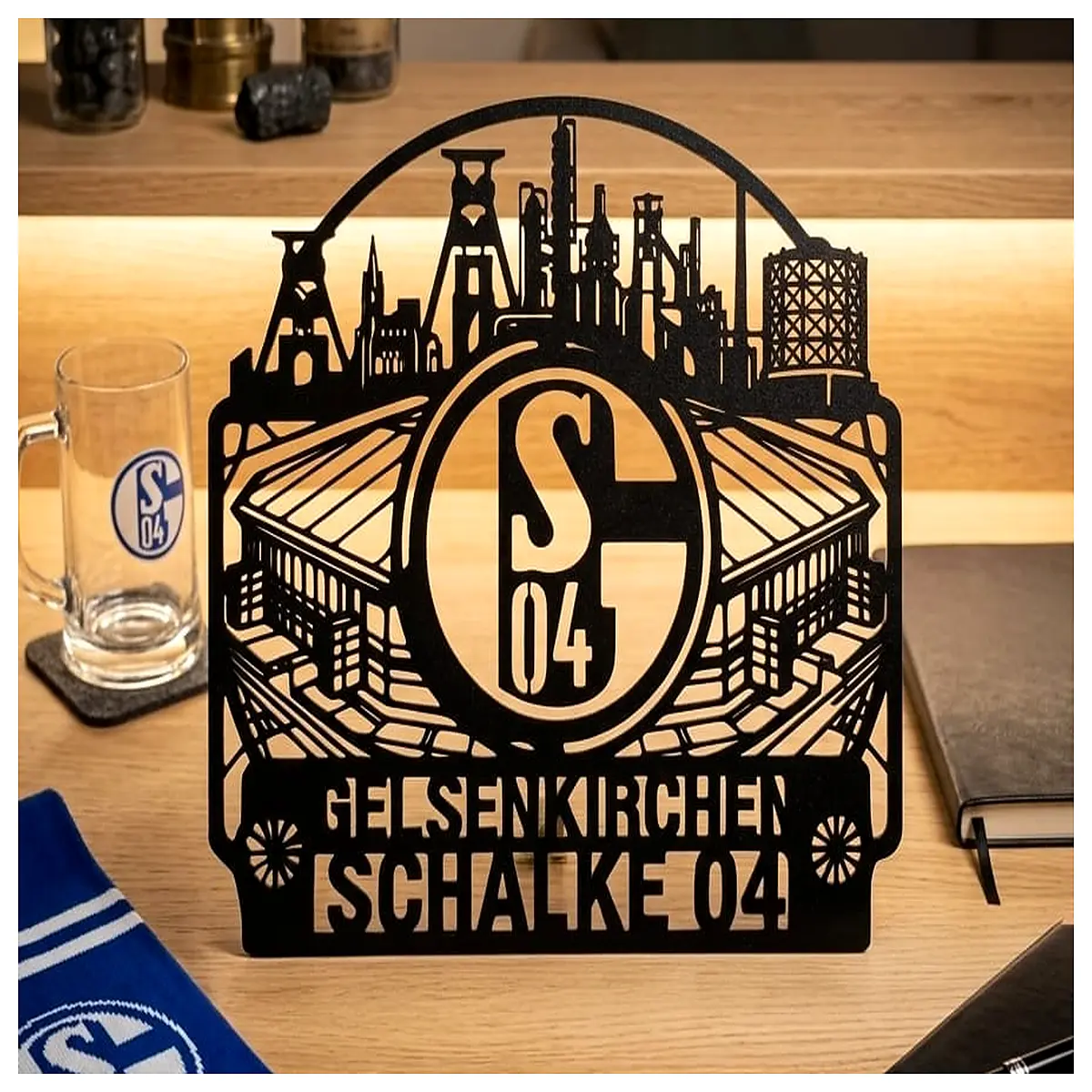 s04 gelsenkirchen skyline stadium mural art print wall decor gift