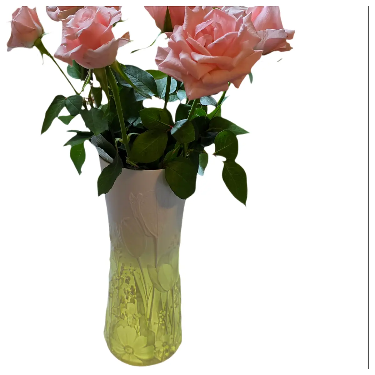 tulip relief glass vase translucent decorative home decor centerpiece