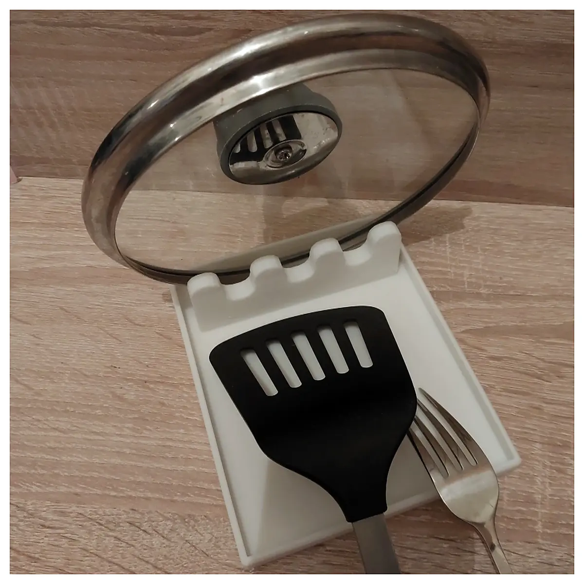 spoon rest with lid organizer kitchen counter storage rack utensil holder drip tray non stick ceramic