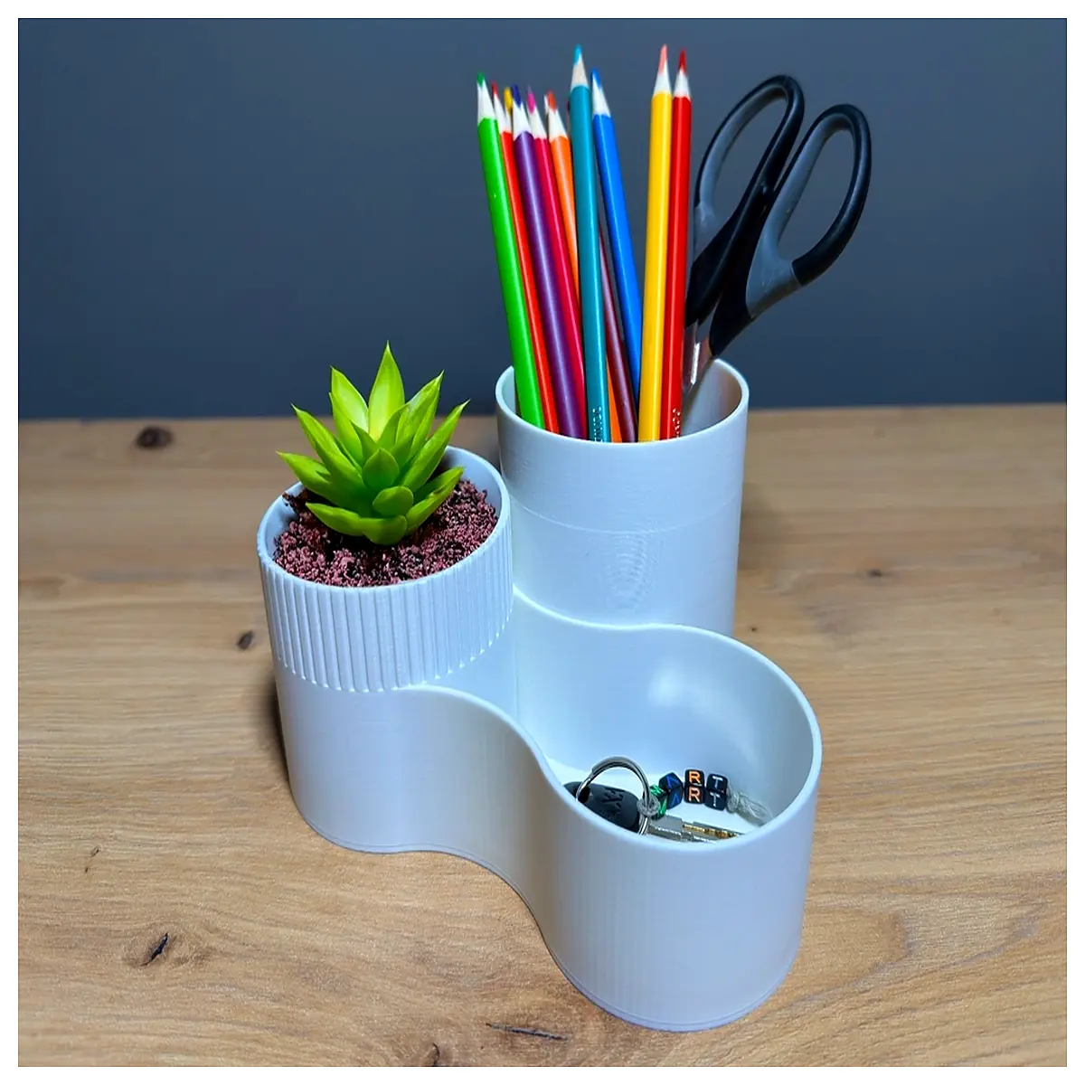 desktop plant holder organizer with storage compartments for office desk clutter workspace home office supplies