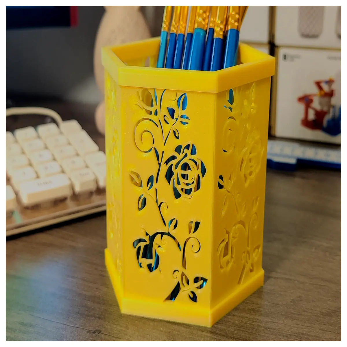 hollow rose flower pen holder desk organizer office stationery storage cute desktop accessories