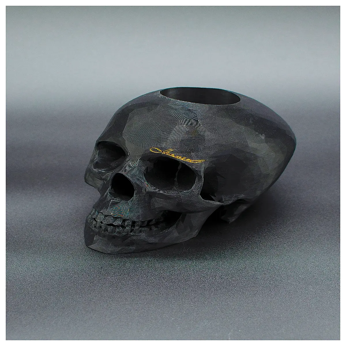 skull pen holder desk organizer macabre gothic stationery storage office decor writers