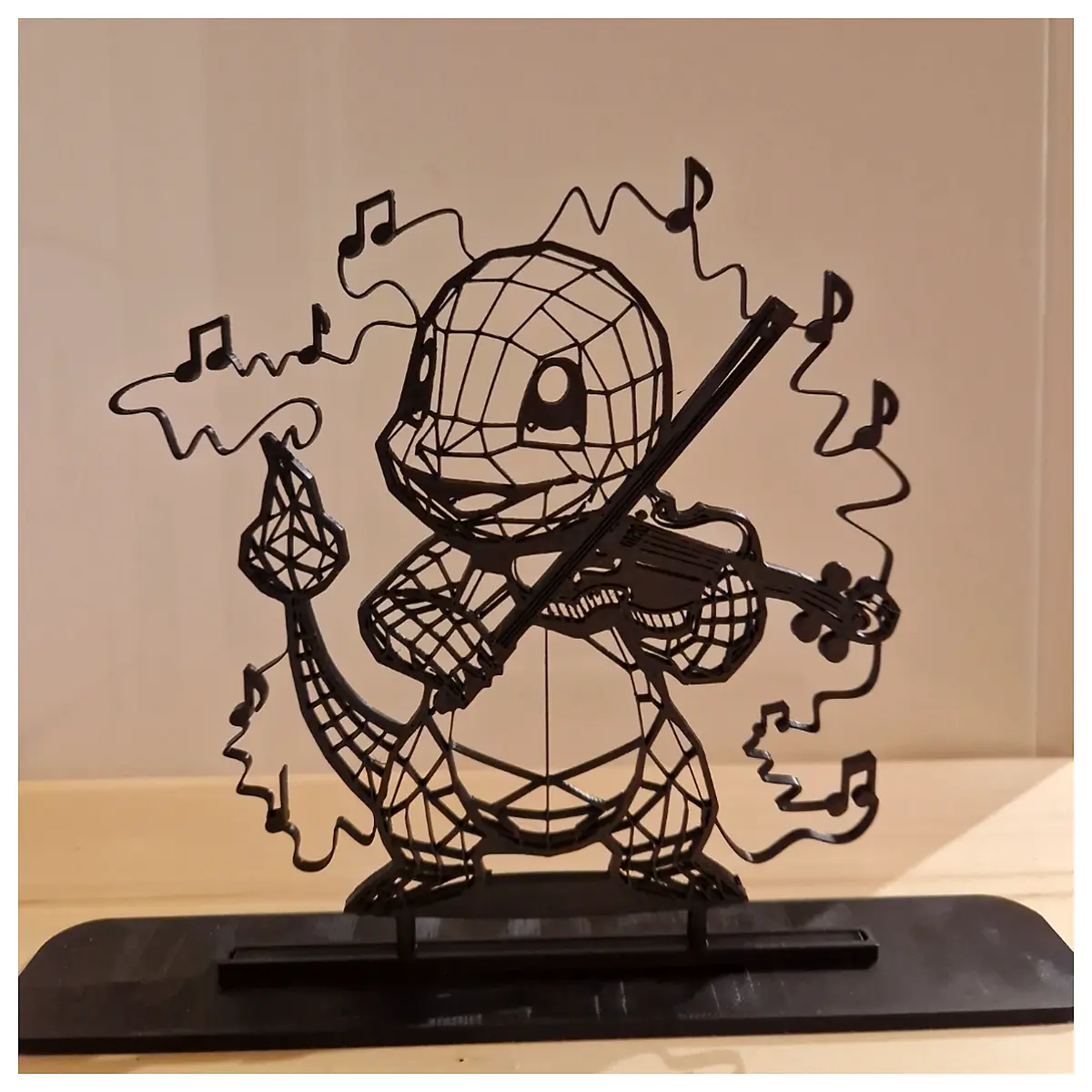 low poly cartoon fire dragon playing violin v4 cute musician digital