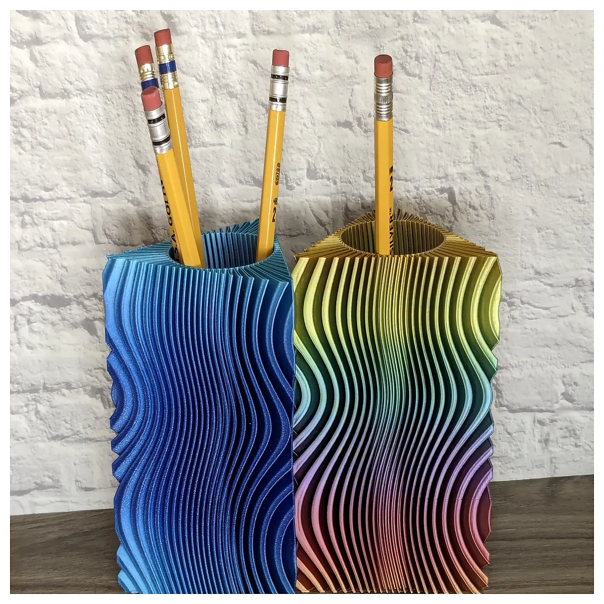 geometric triangle pen holder with ribbed spiral vase design modern desk organizer for home office supplies