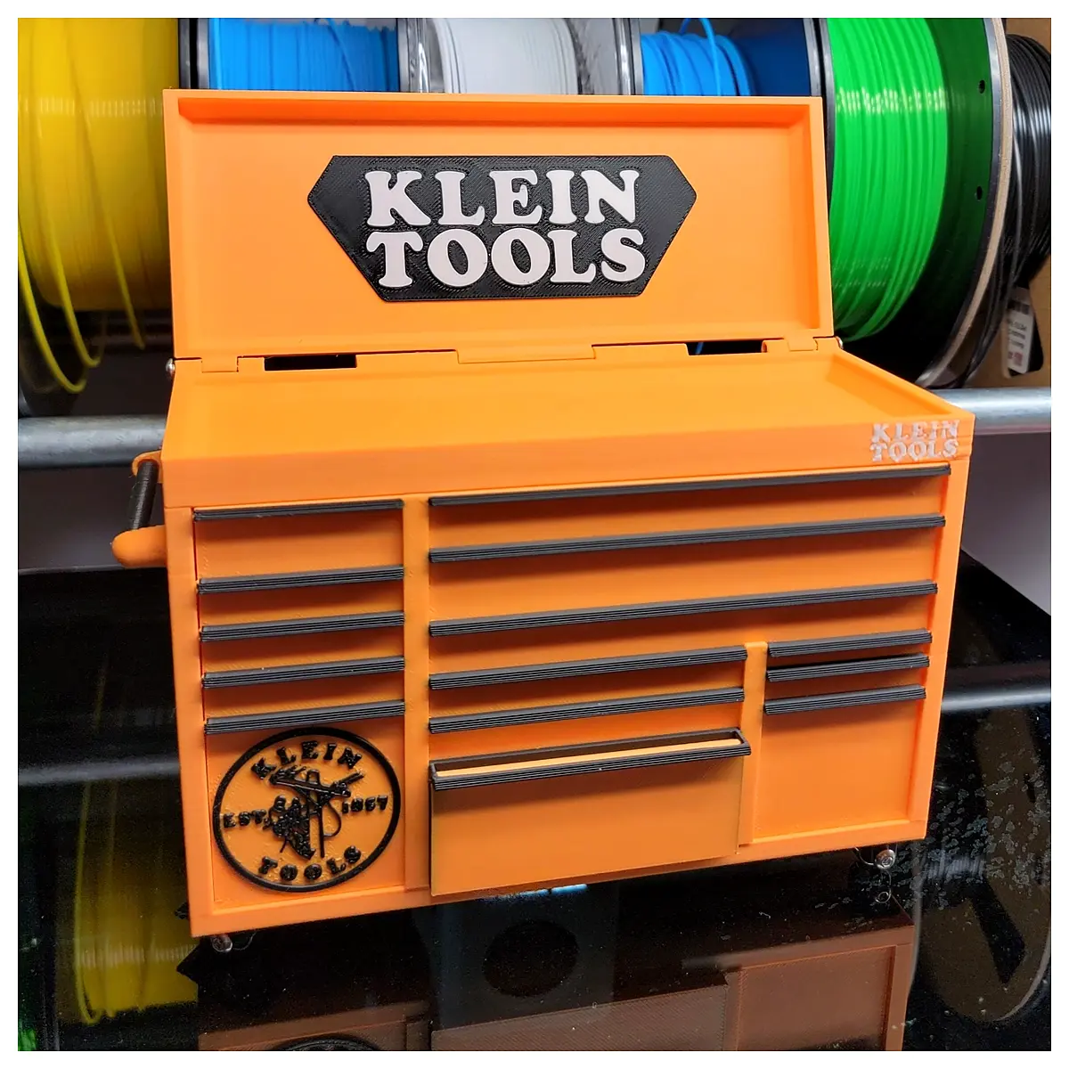 klein tools toolbox with top lid card holder organizer duty electrician tool chest storage rack