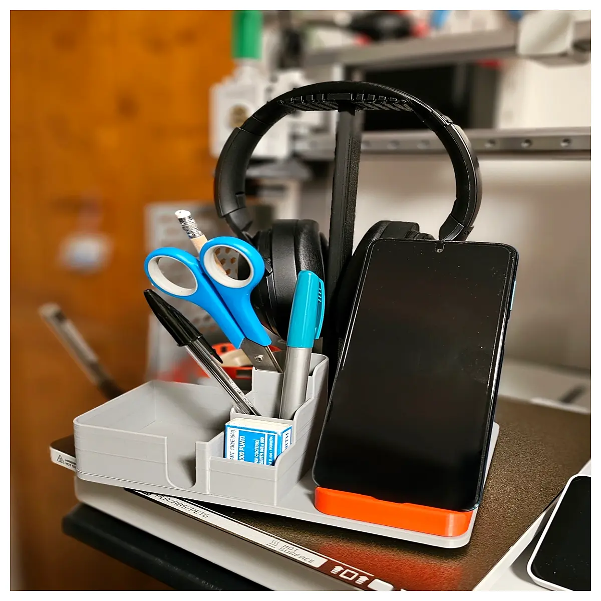 multi function desk organizer with compartments for office supplies storage tray pen holder cable management desktop accessories