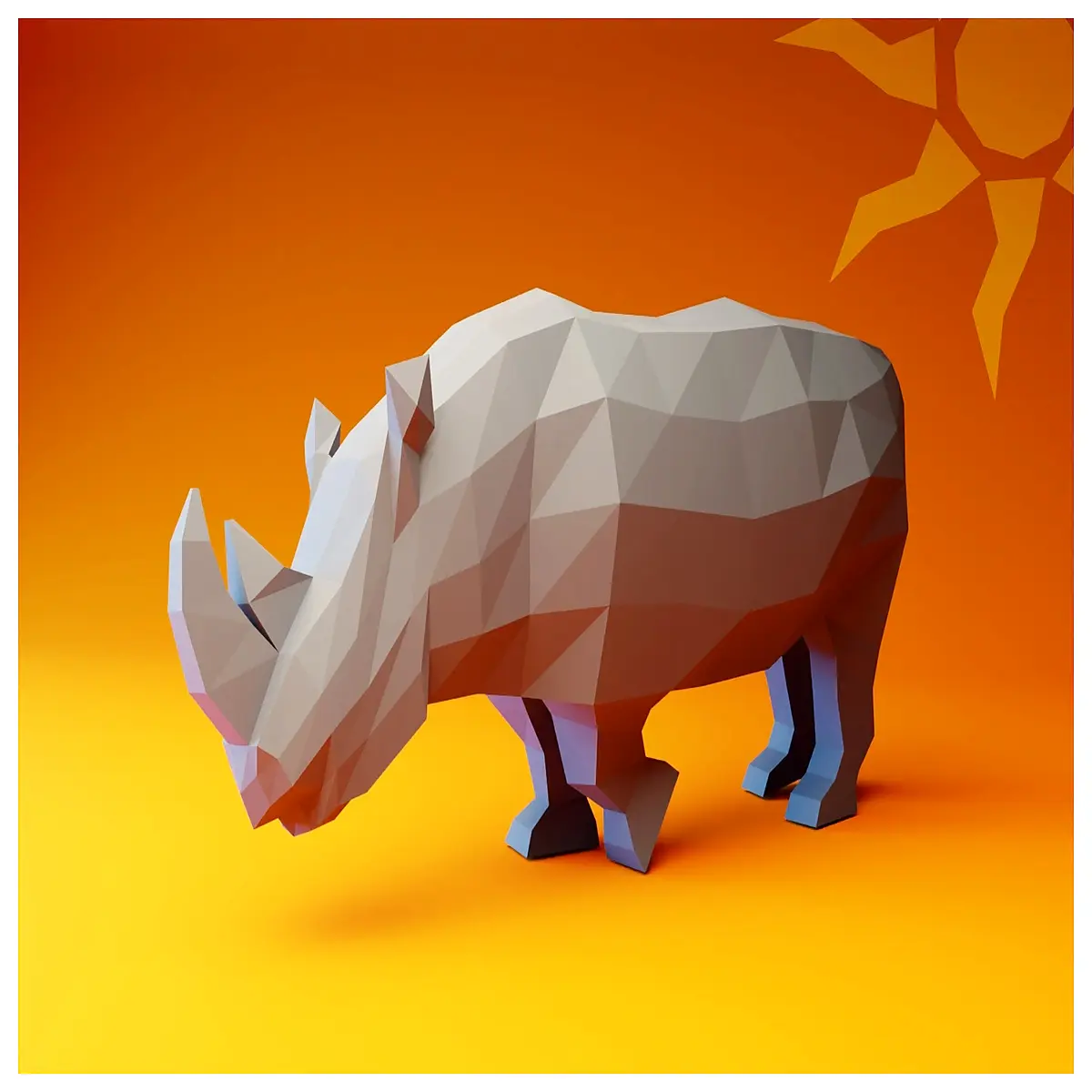 low poly rhino blender glb fbx digital game ready low poly art