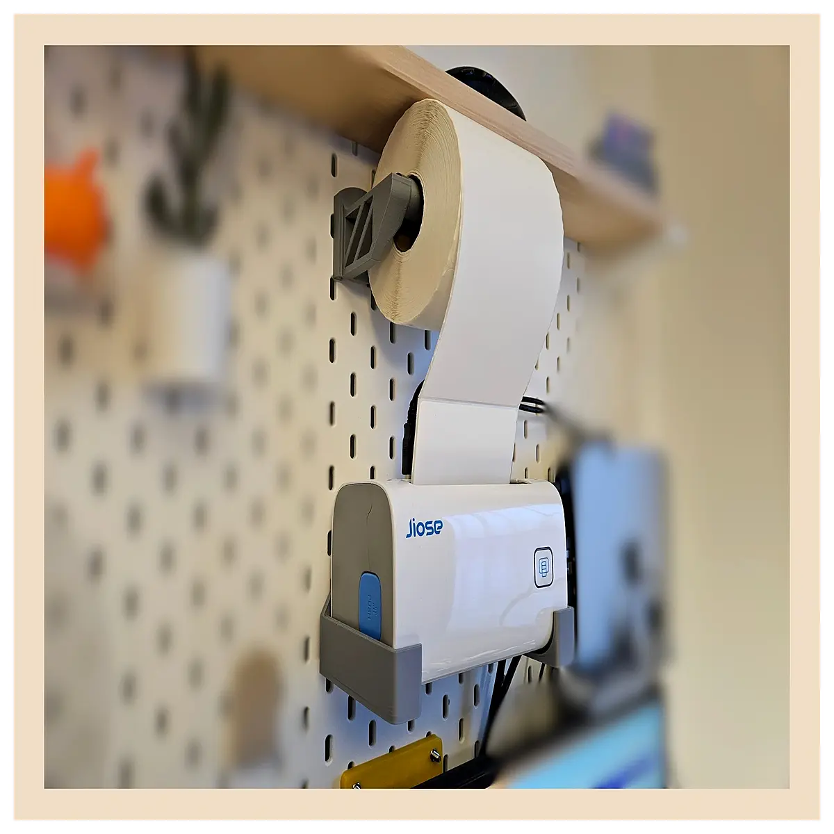 jiose label printer holder for skadis pegboard with label roll organizer mount rack storage