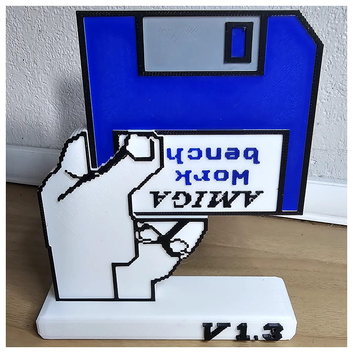 amiga desk insert disk sculpture retro computer art 80s aesthetic home decor vintage tech gadget piece