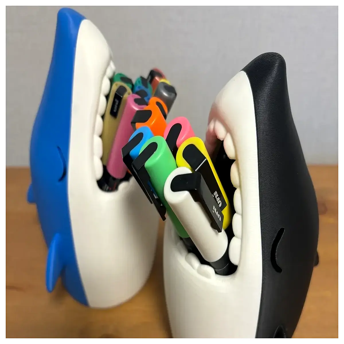 cute shark desk organizer pen holder cartoon stationery storage for kids office supplies