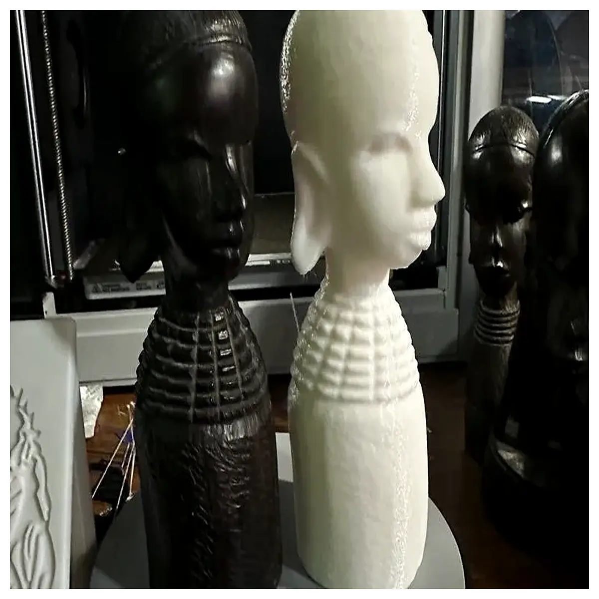 african elongated ear wooden sculpture tribal art home decor ethnic figurine hand carved wood statue for living room shelf