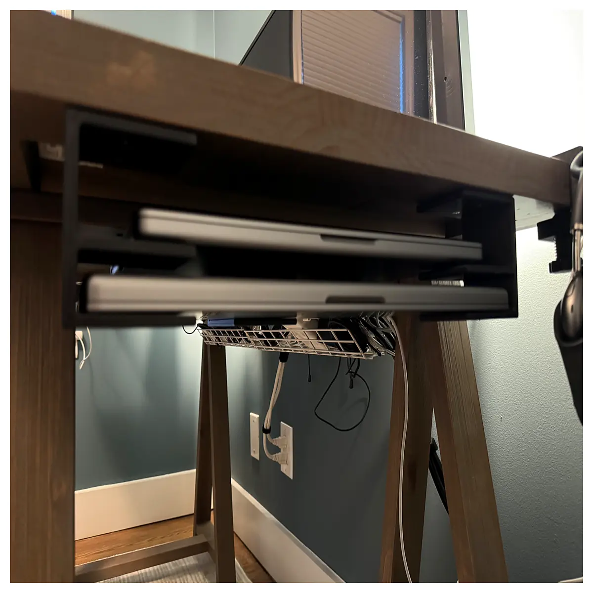 adjustable under desk laptop riser dual monitor arm ergonomic height adjustable computer holder for office workspace