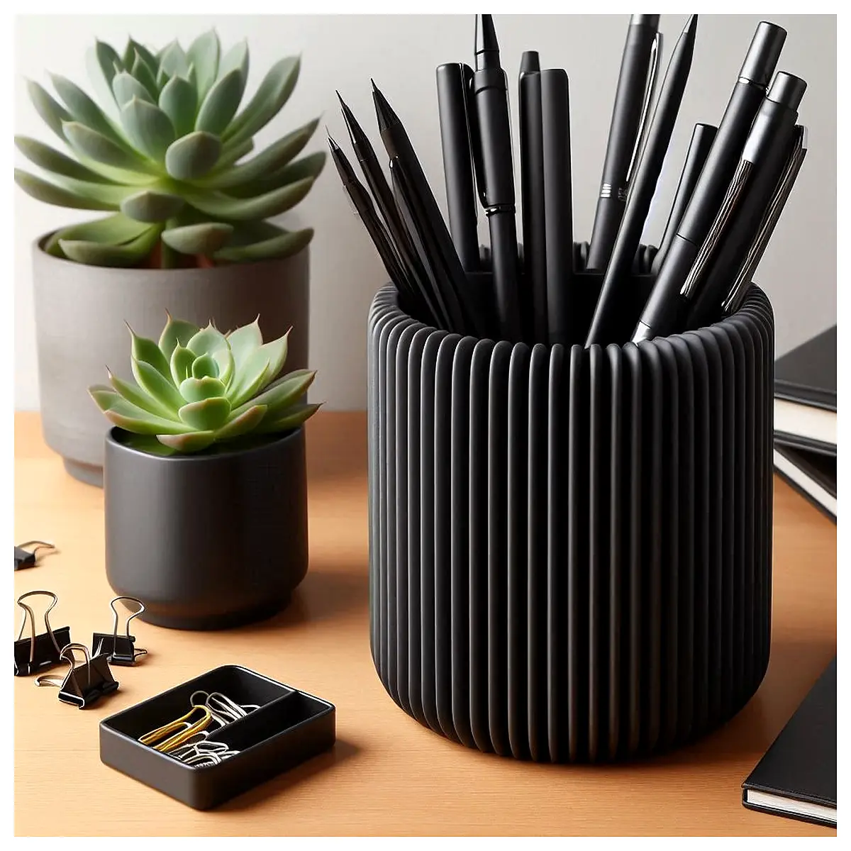 modern ribbed pencil holder desk organizer cup for office supplies storage