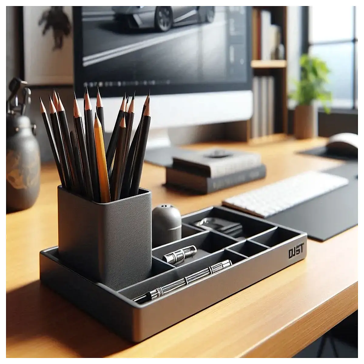 modern minimalist desk organizer tray with pen holder cup for office supplies storage desktop accessories