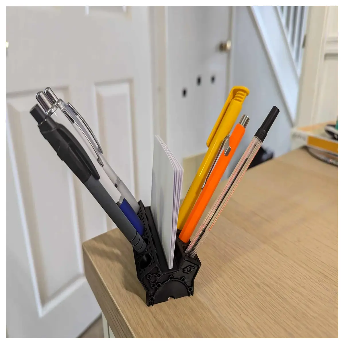 v10 pen holder organizer desktop storage case for ballpoint gel pens and notepad notebook office supplies accessories