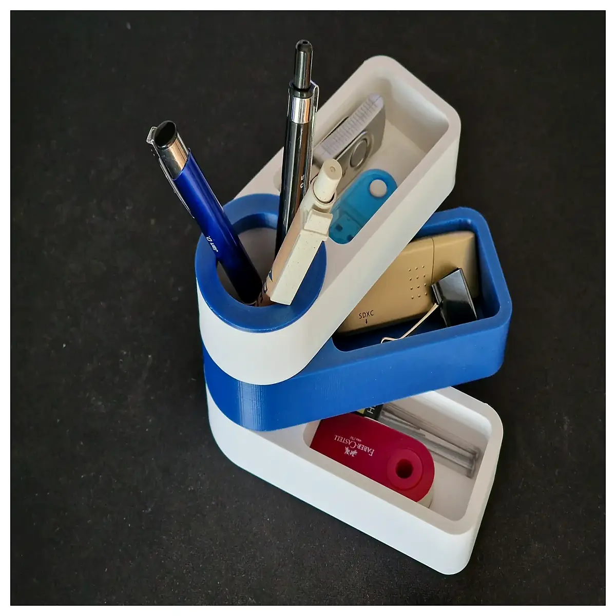 rotating desk organizer with compartments 360 degree spinning caddy for office supplies pen holder sticky notes paper clips desktop storage space savi