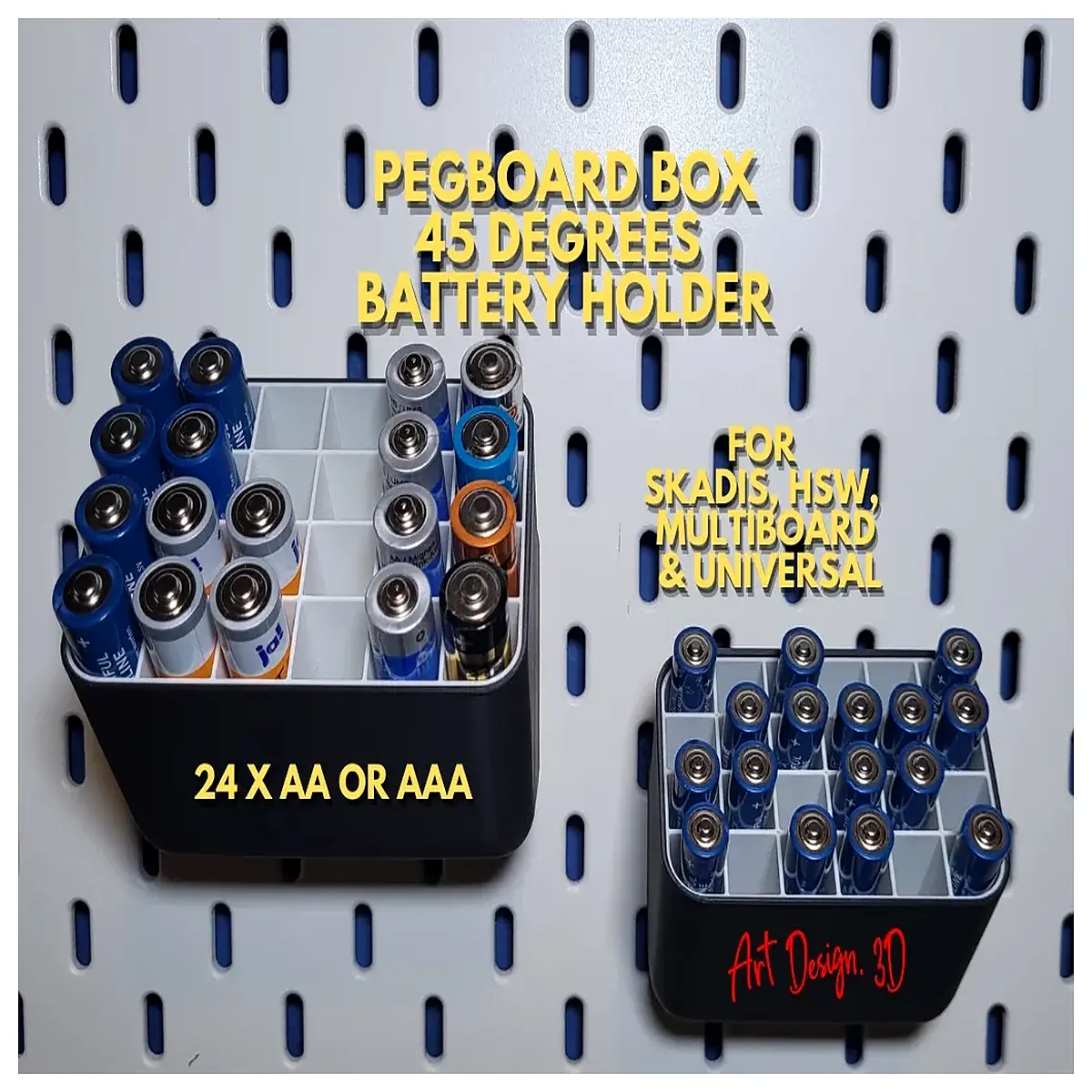 45 degree pegboard battery organizer box holder mount storage rack for power tools workshop wall