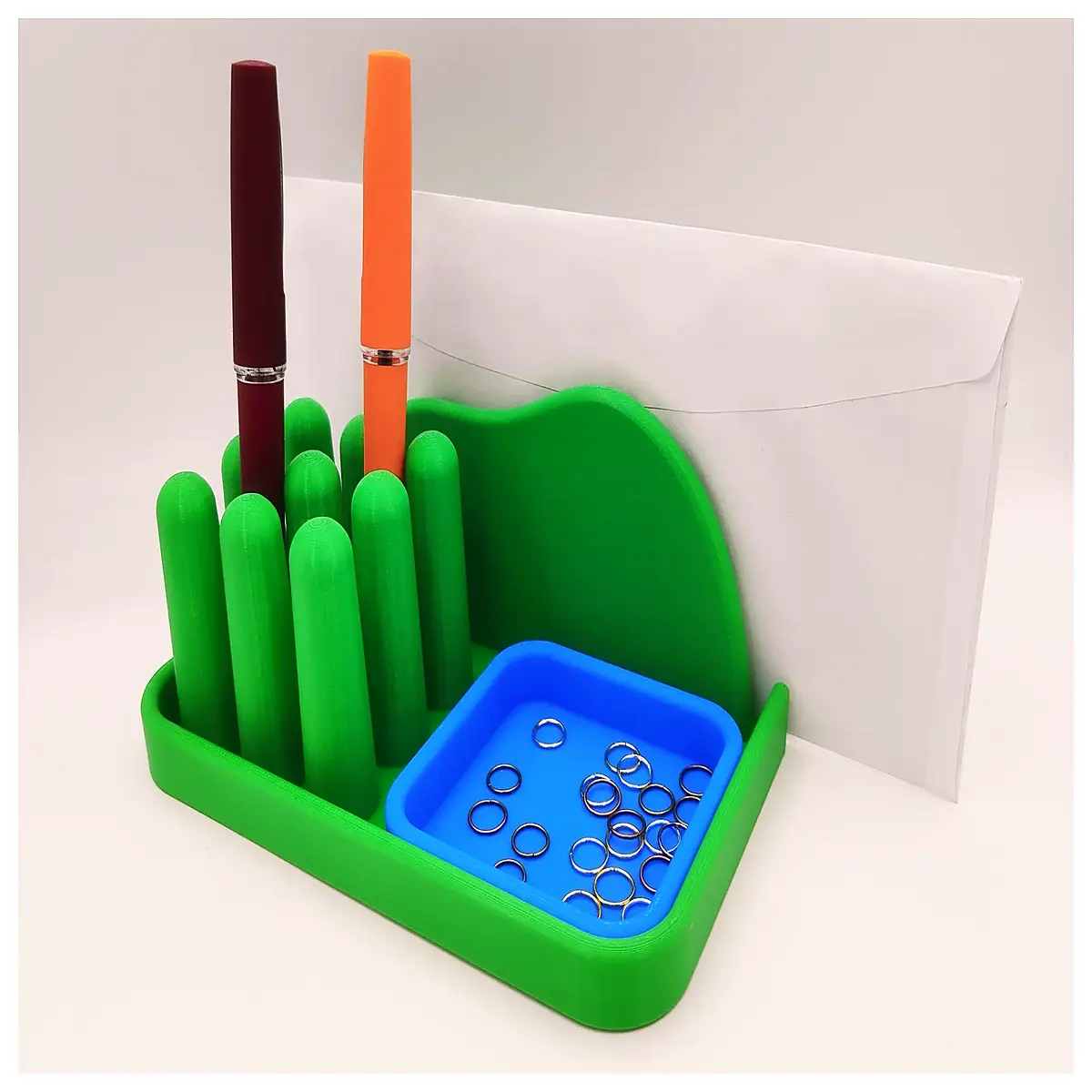 green grass desk organizer eco friendly desktop decor nature themed office accessories sustainable workspace supplies