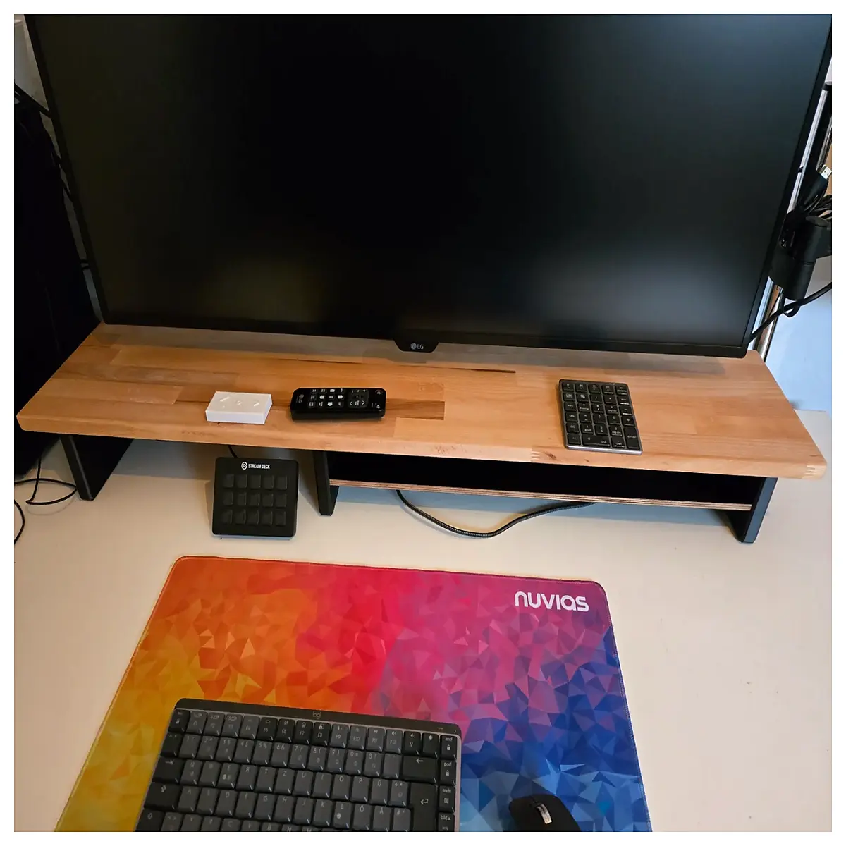 compact desktop monitor riser ergonomic desk organizer small space saving monitor arm bracket