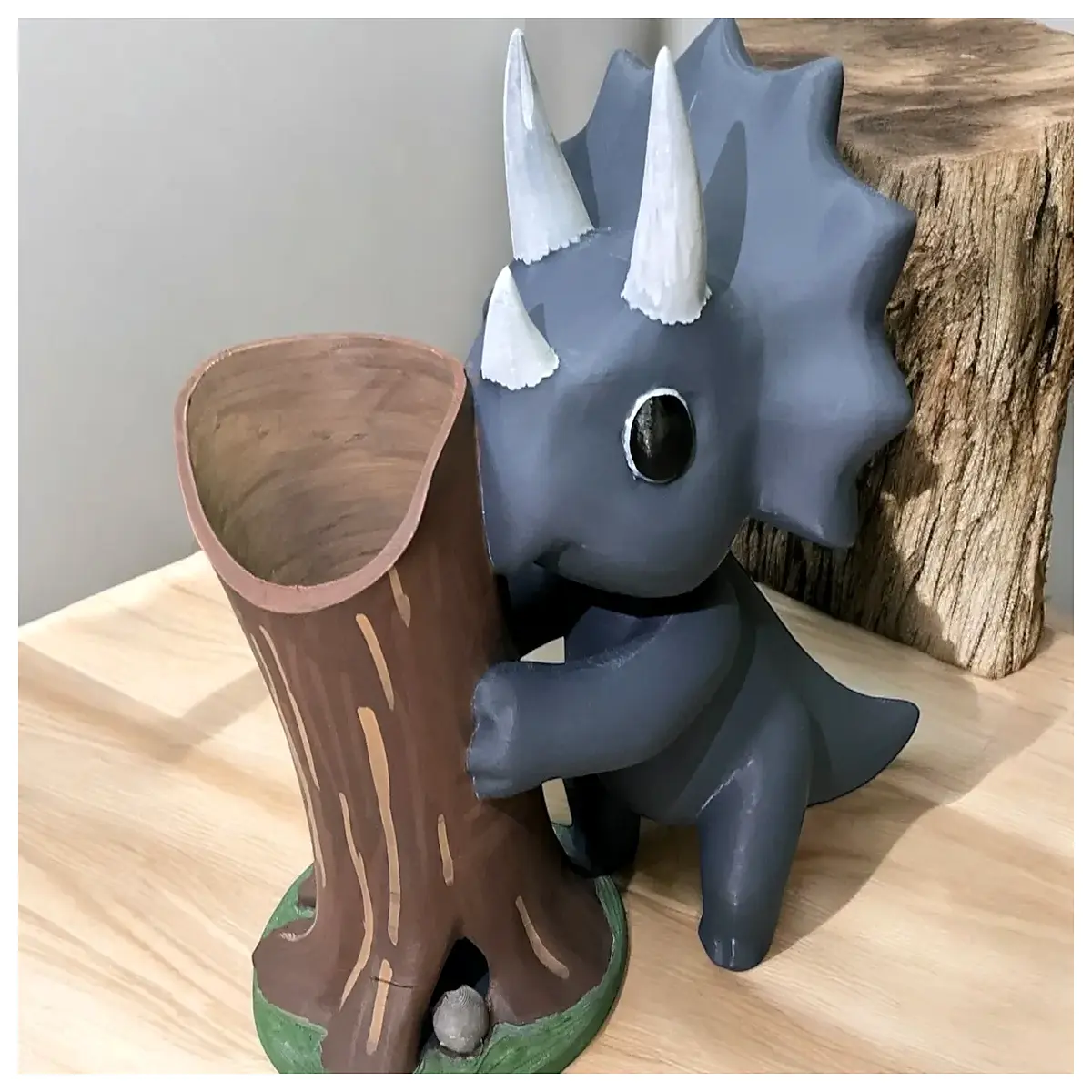 dinosaur desk organizer triangle triceratops pen holder for kids office supplies cute animal stationery storage box