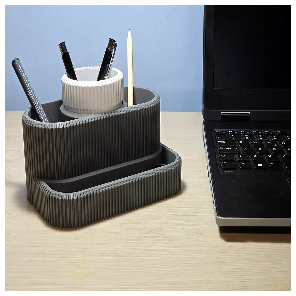 desktop organizer set with compartments for office supplies pen holder paper tray desk accessories small items storage box workspace tidying
