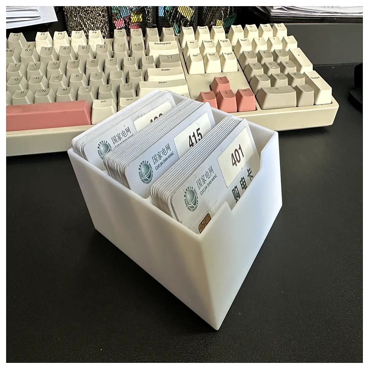 3 slot business card holder box stackable name card organizer case desktop office supply storage container professional networking accessory