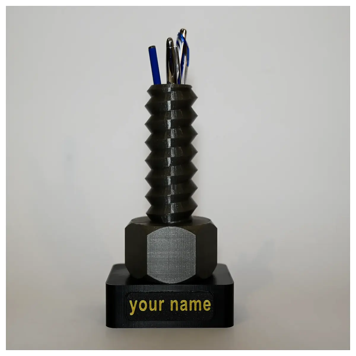 custom engraved metal pen holder desk organizer personalized men business executive office supplies nameplate storage