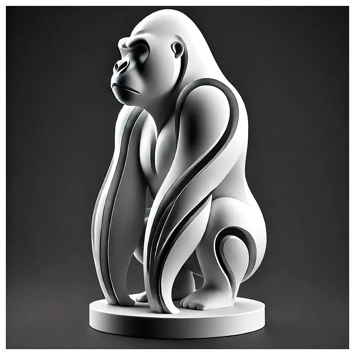 modern minimalist gorilla statue abstract metal sculpture home decor office desk art piece living room accent