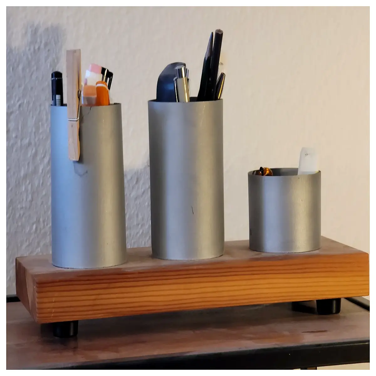 wooden pen holder desk organizer with pen rest office supplies storage for home office