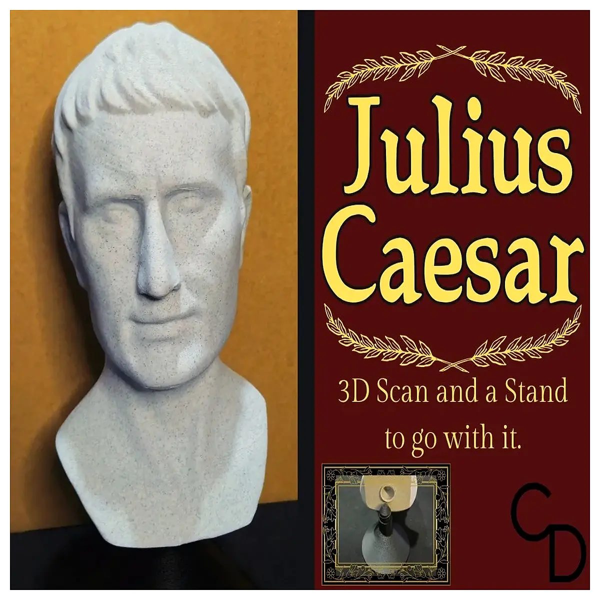 caesar bust printable resin statue adjustable weight base diy historical figure decoration