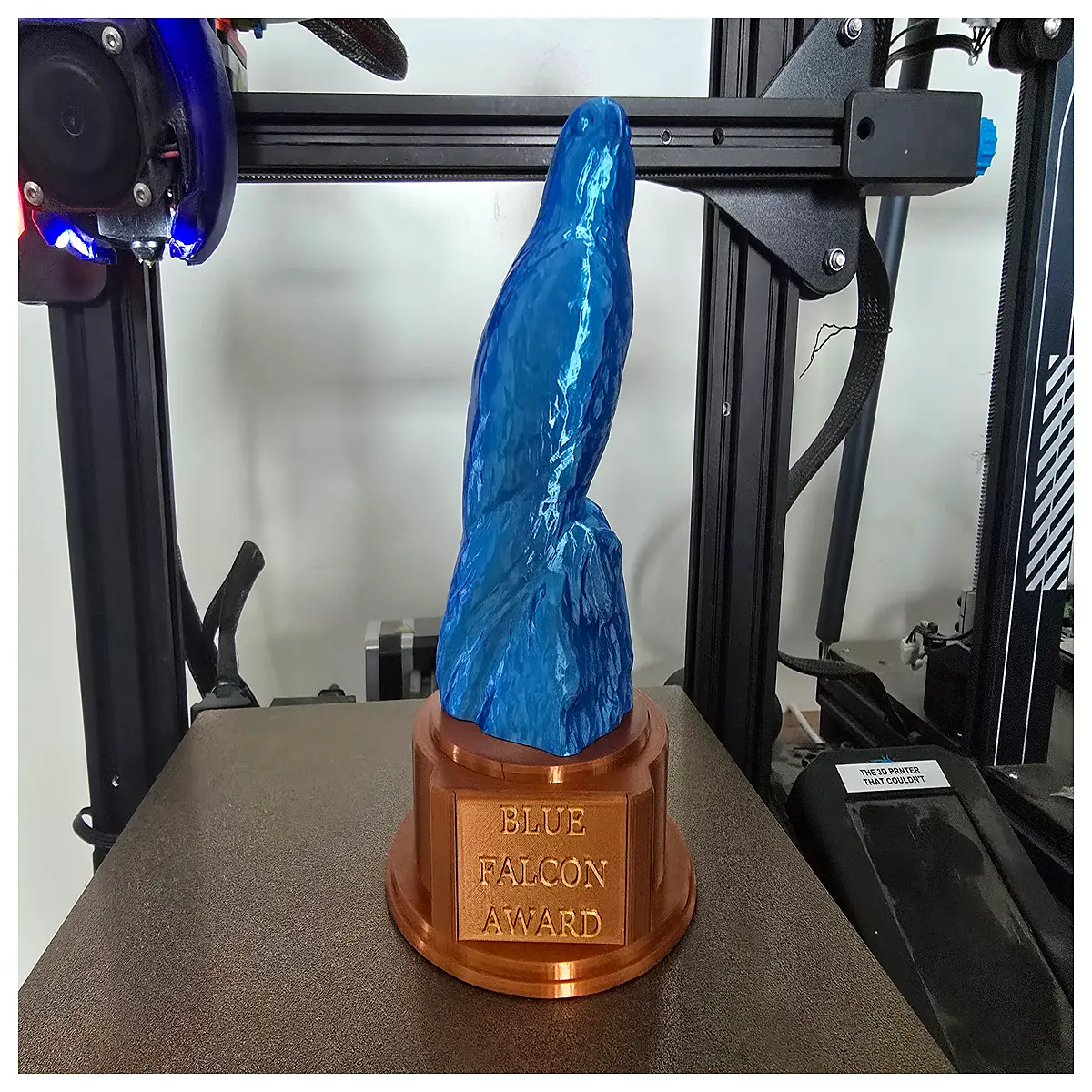 blue falcon award trophy plastic resin coworkers funny office recognition certificate alternative