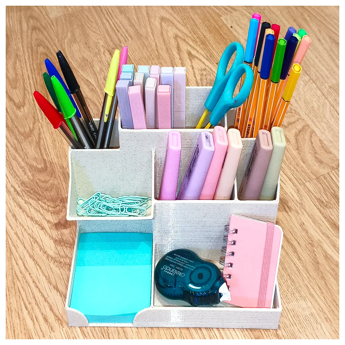 desktop pen holder organizer with compartments for office supplies storage