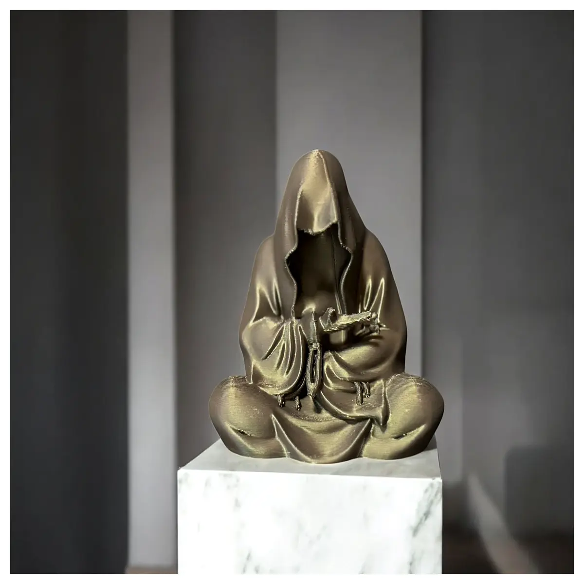 mysterious hooded statue figurine gothic occult decor dark fantasy art home ornament mystical vibe