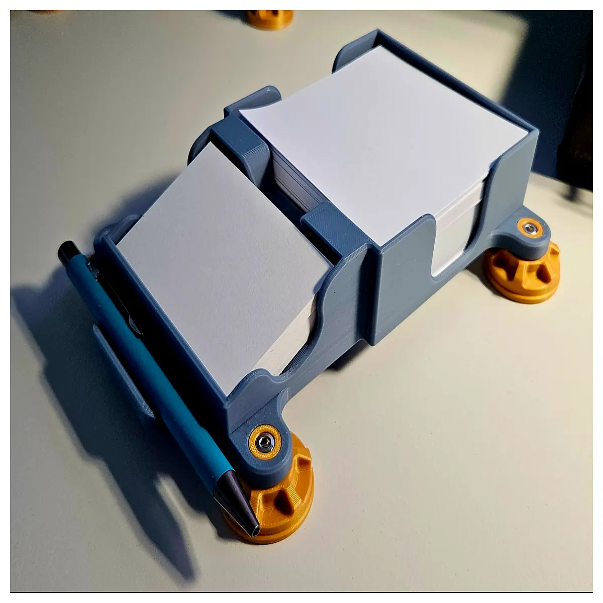 desktop sticky note holder with business card slot and pen rest organizer for office desk accessories