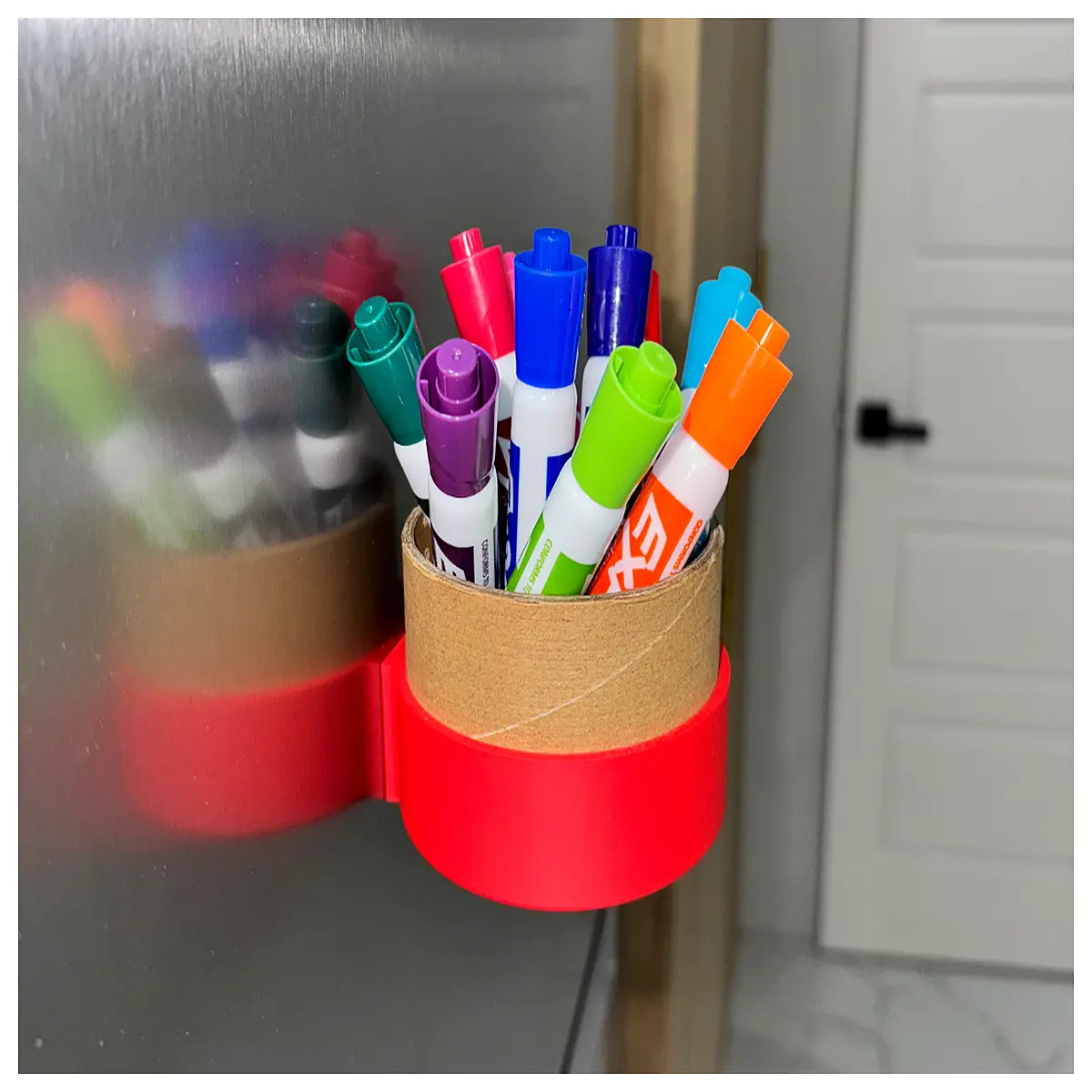 magnetic cardboard spool holder organizer for sewing room craft storage wall mount reel keeper