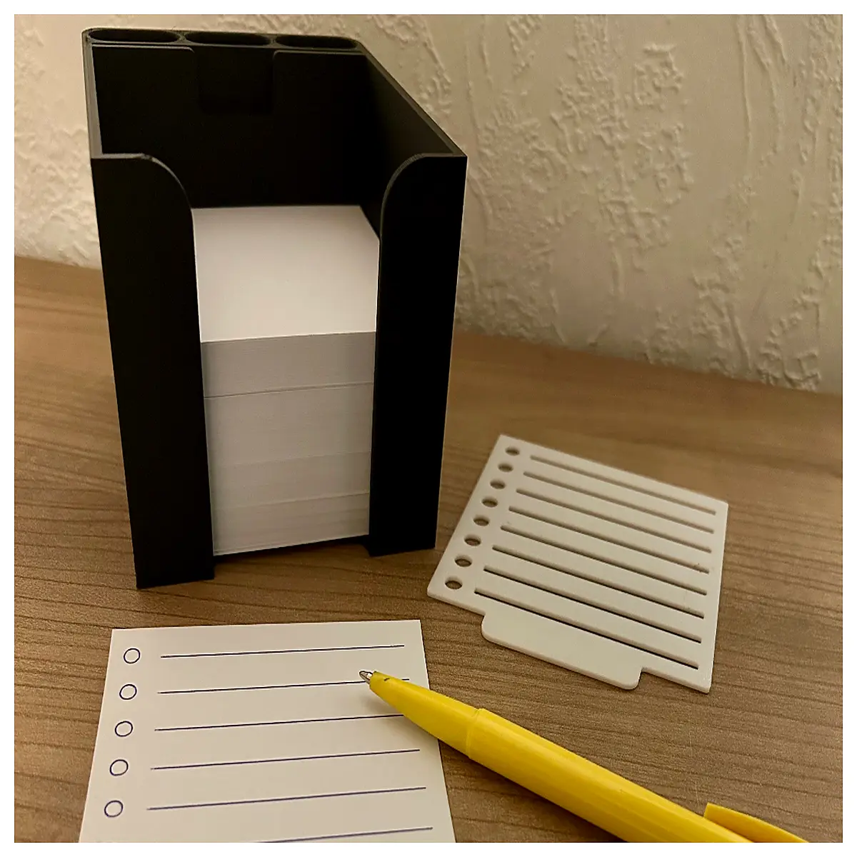 sticky note holder with template organizer desk accessory paper clip storage office supplies