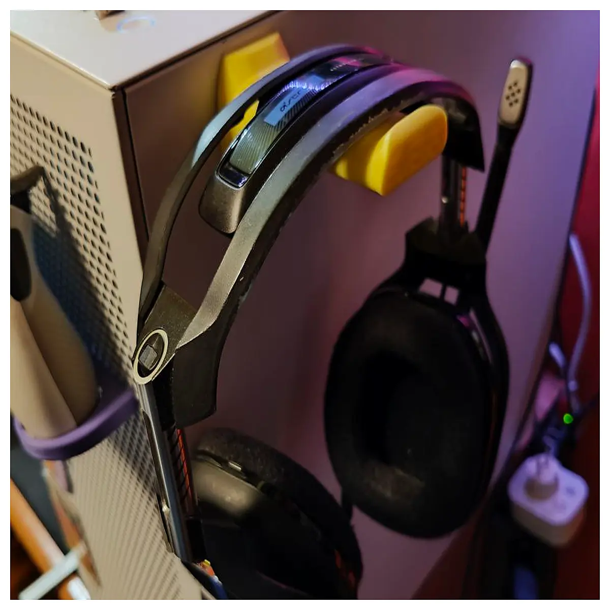 magnetic earphone holder organizer for desk wireless charger mount cable management accessory headphone rack for office or gaming setup magnet clip fo