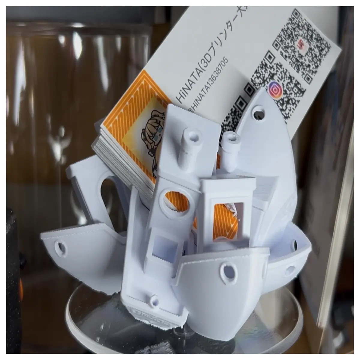 printed benchy holder card mount for printer test showcase