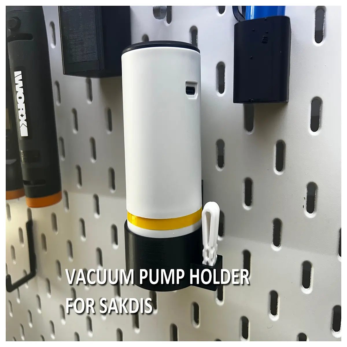 skadis vacuum pump holder mount bracket pegboard organizer storage rack for workshop garage wall mounted tool accessory