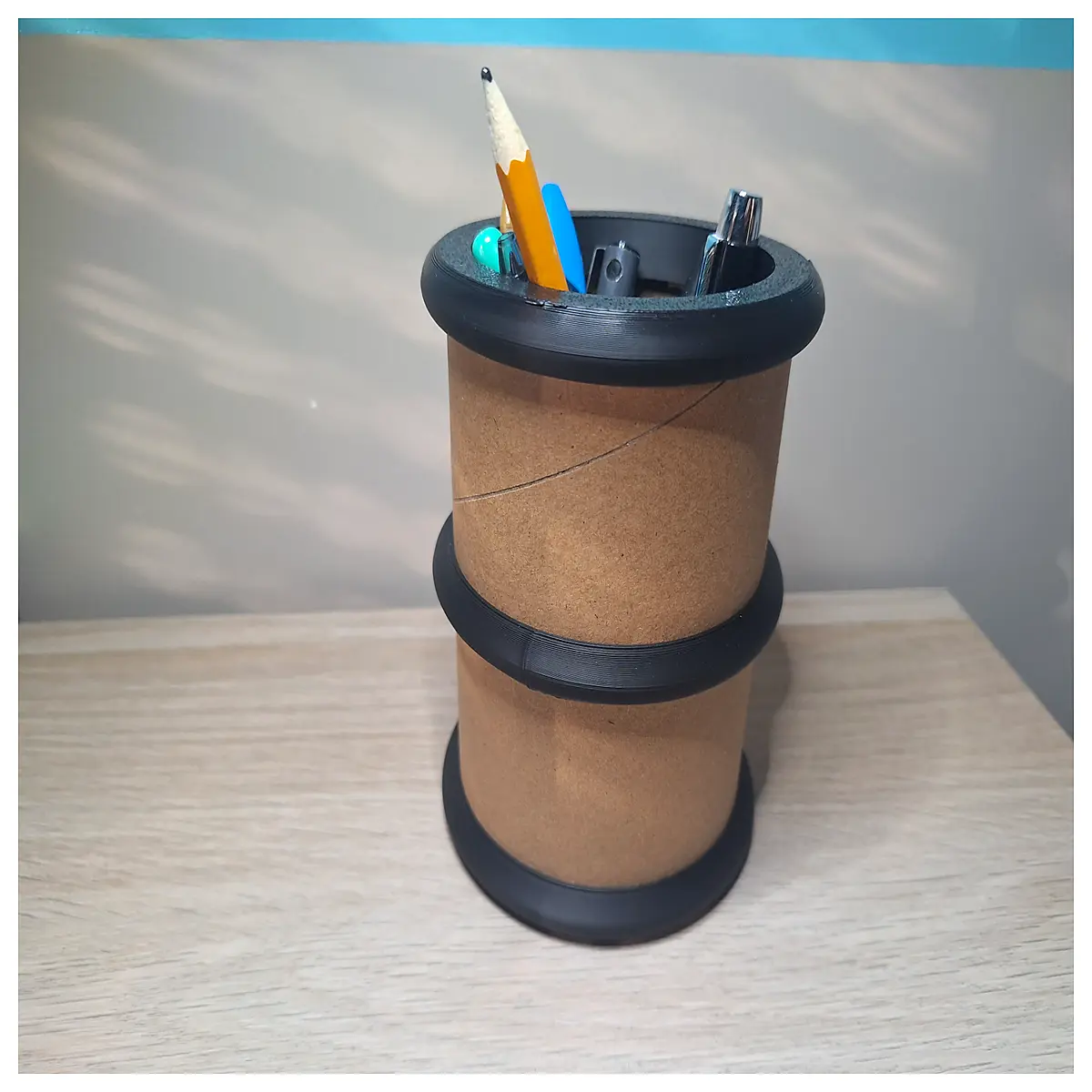 cylindrical cardboard pen holder desk organizer office supplies storage container for pens pencils markers stationary cup