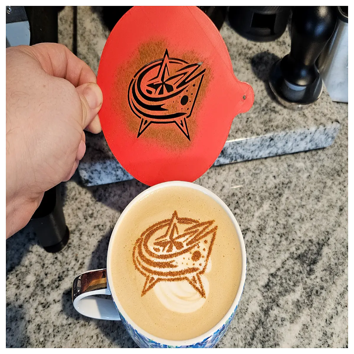 perfect colombo blue jacket cbj latte art template stencil barista coffee shop decor brewing tool