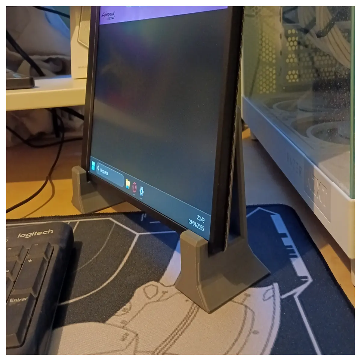 short vertical monitor desk mount for dual screen portrait orientation compact space saving holder