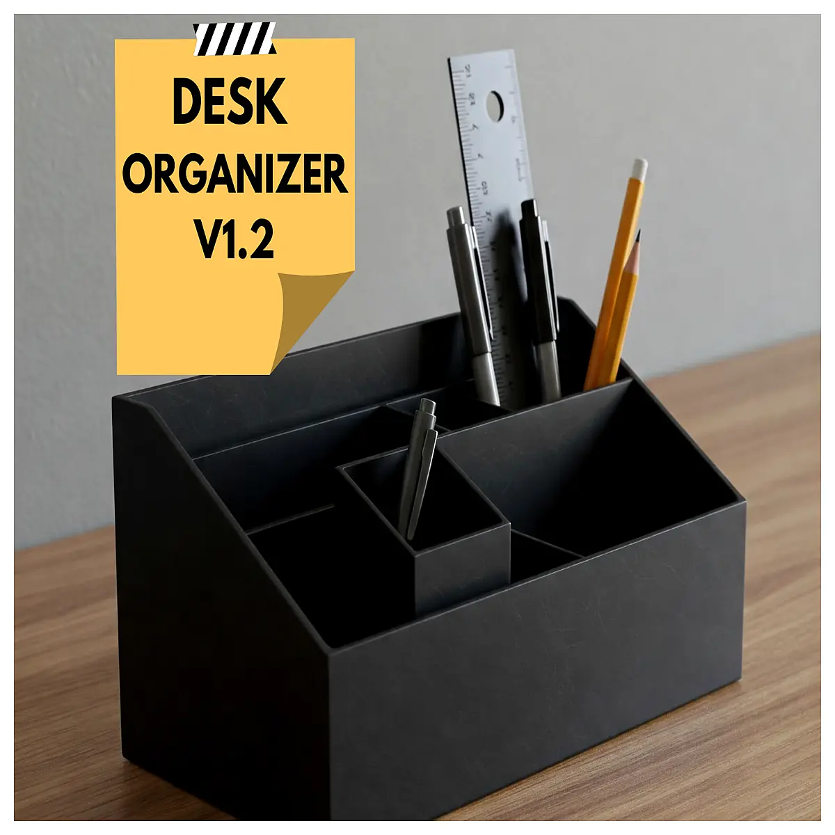 desktop organizer with compartments for office supplies pen holder cable management box small storage bin for desk accessories tidy workspace