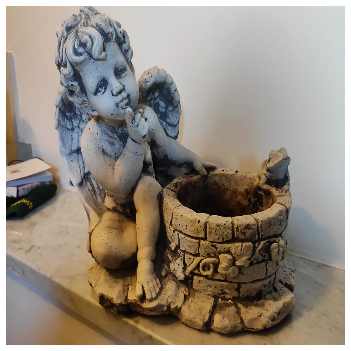 cute angel vase for home decor small floral arrangement container nursery decoration baby shower gift ceramic flower pot with cherub design table cent