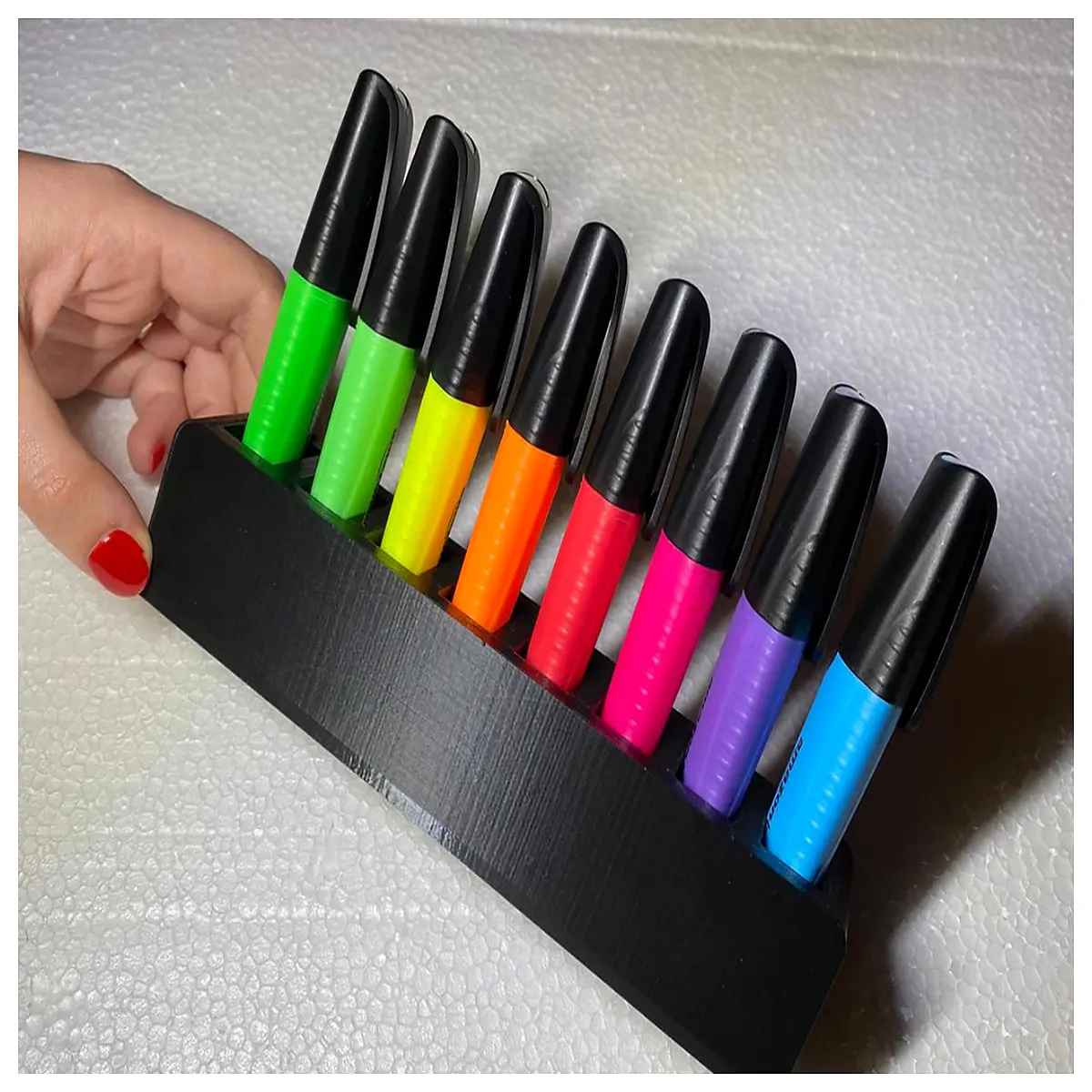 gridfinity highlighter organizer modular storage bin compatible desktop stationery holder acrylic case