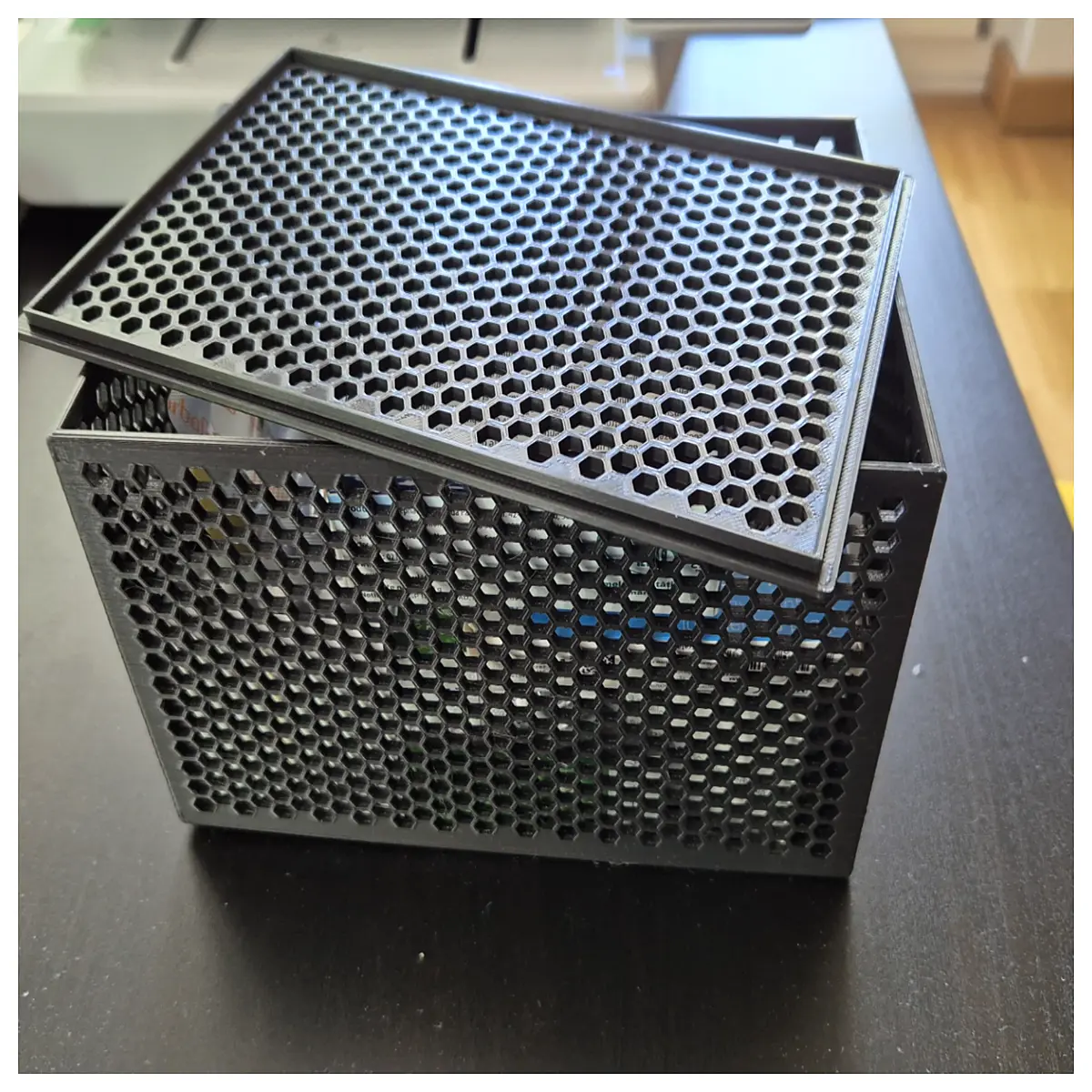 hexagonal mesh storage box with lid plastic organizer container for craft supplies desktop accessories